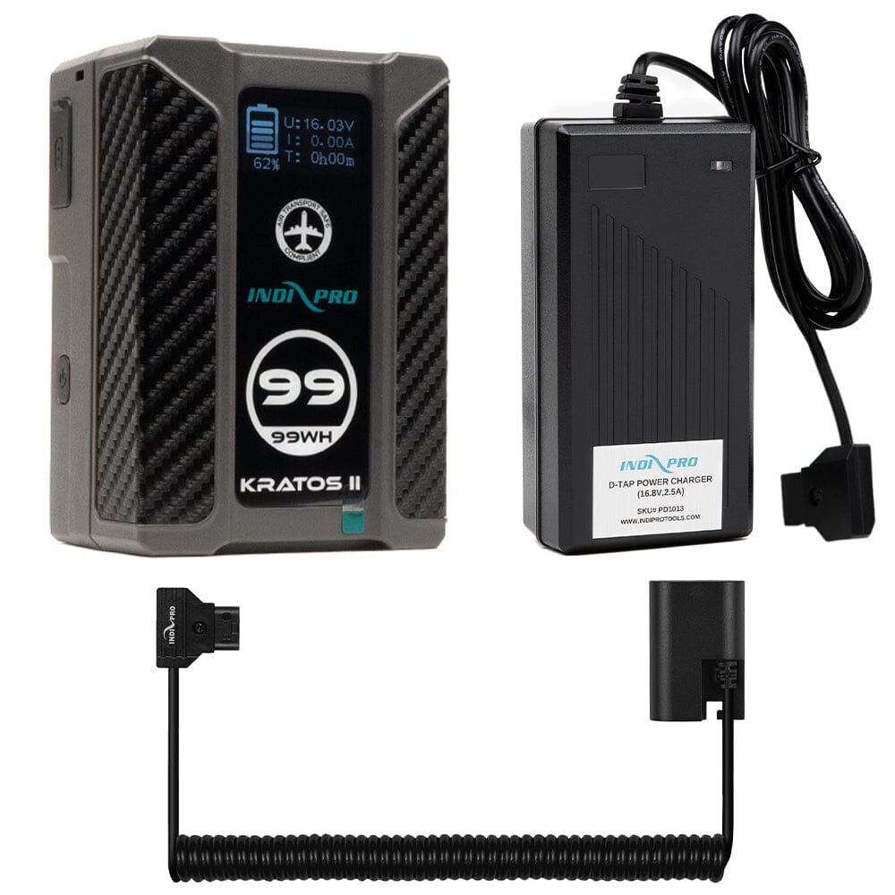 Indipro Kratos 99Wh V-Mount Battery, Charger & D-Tap for Canon R5 C Camera Bundle
