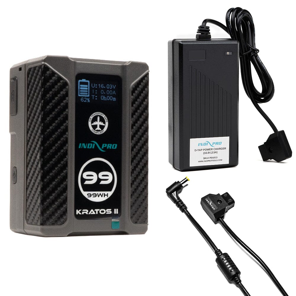Indipro Kratos 99Wh V-Mount Battery, Charger &  D-Tap for Panasonic HC-X2 4K Camcorder Bundle
