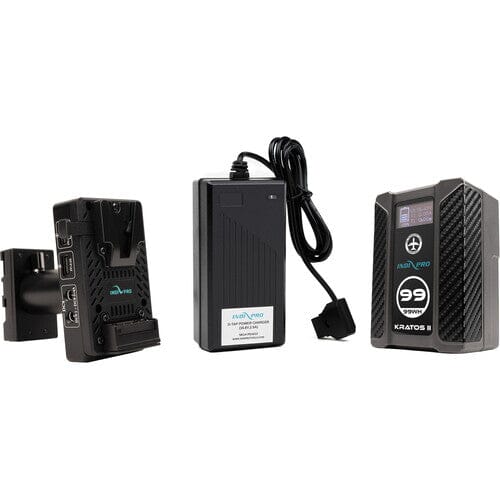 Indipro V-Mount to BP-U Adapter (Multiple Outputs), Kratos 99Wh V-Mount Battery & D-Tap Charger Kit (For Sony FX6/7 & BMD PYXIS)