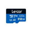 Lexar High-Performance 633x microSDXC UHS-I 512GB with SD Adapter — card and adapter