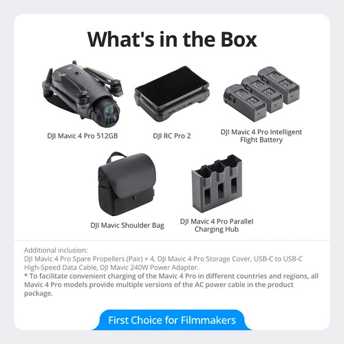 DJI Mavic 4 Pro 512GB Creator Combo (DJI RC Pro 2) — kit with RC Pro 2 controller and batteries