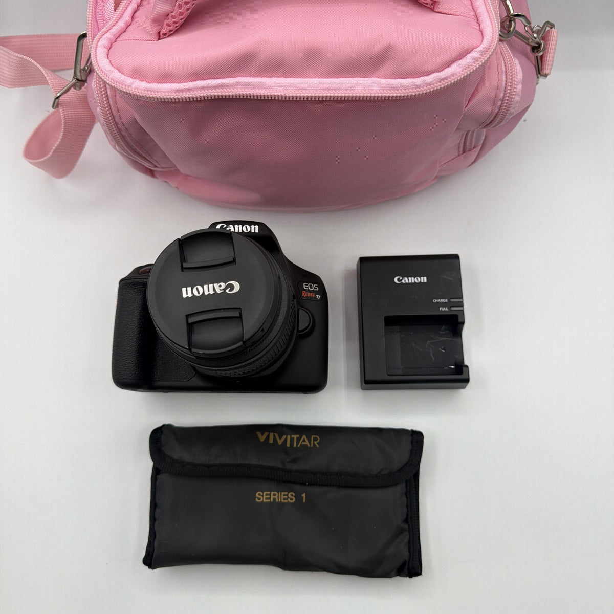 Used Canon EOS Rebel T7 kit with everything in photos Camera