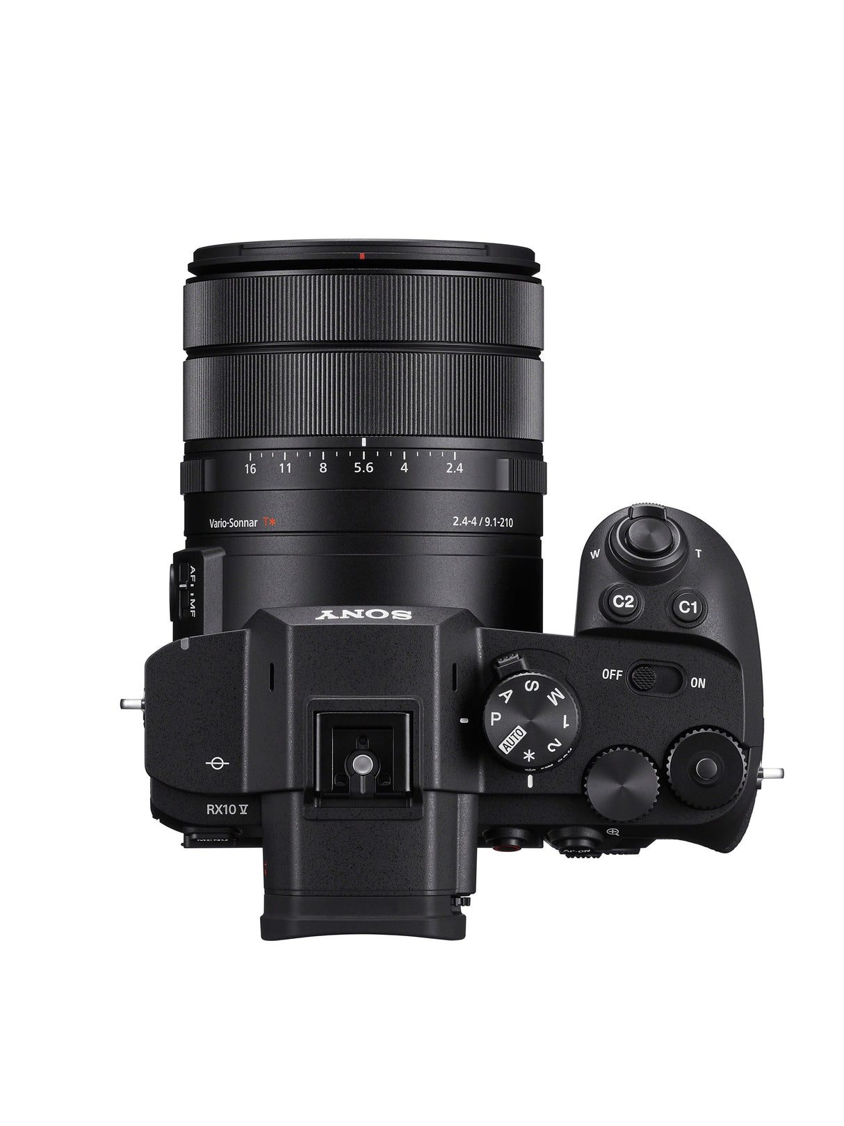 Sony RX10 V top view showing controls and Multi Interface Shoe