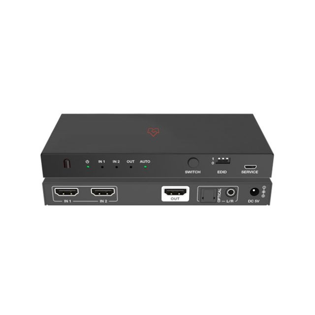 VigilLink 2x1 HDMI 2.1 Switch with Audio De-embedder (48Gbps)