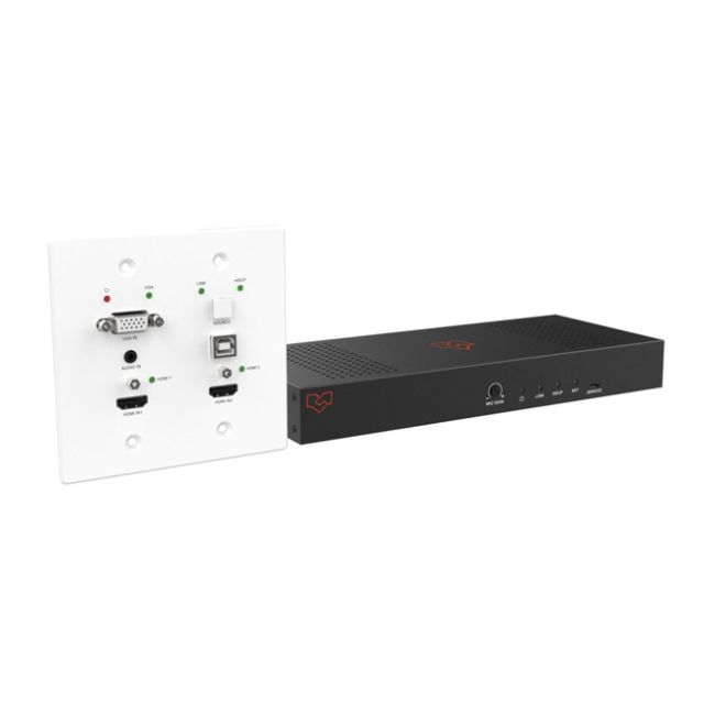 VigilLink 18Gbps 3x1 2xHDMI/VGA Wall Plate Transmitter and Receiver with Auto-Switching (40m, White, TX/RX )