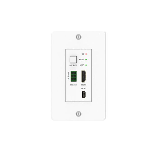VigilLink 18Gbps 2x1 HDMI/mini-DP Wall Plate HDBaseT Transmitter with Auto switching (40m, White)