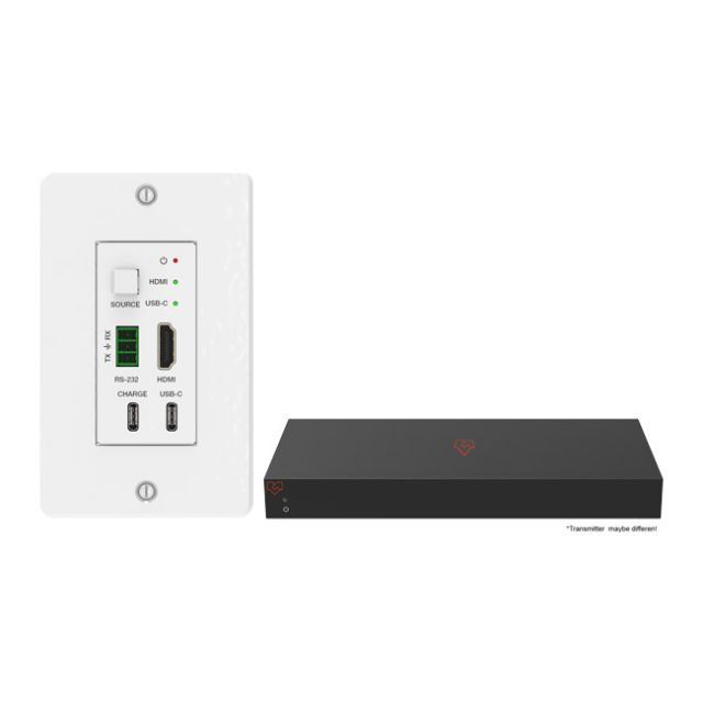 VigilLink 18Gbps 2x1 HDMI/USB-C Wall Plate Transmitter with Auto-Switching (40m, White)